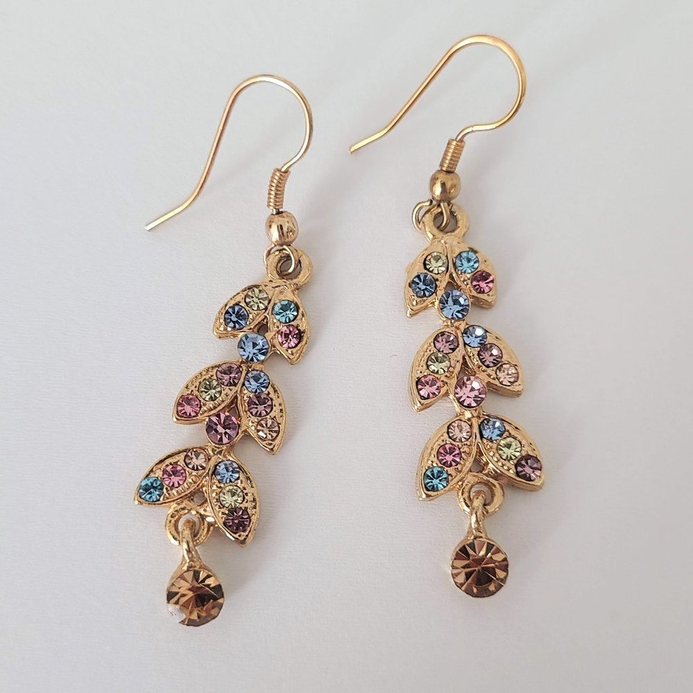 Gold Rhinestone Drop Earrings